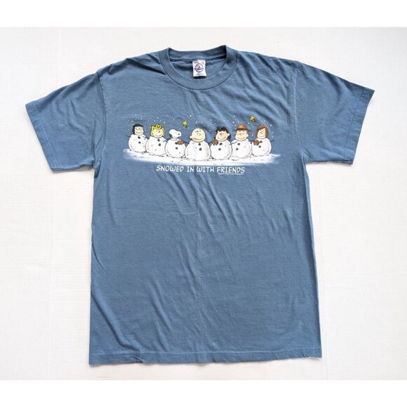 Peanuts Shirt Mens Medium Snowed in With Friends Vintage Y2K Charlie Brown - Picture 1 of 6